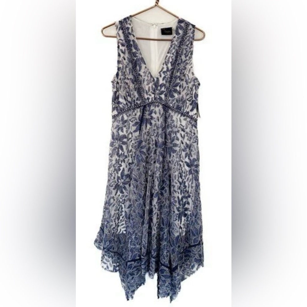 Just Taylor Crochet Handkerchief Hem Dress